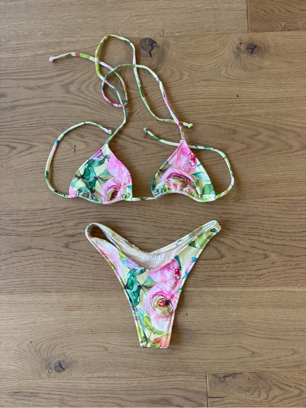Sundia Pink Floral Girls' Two-Piece One-Piece Style Swim Set
